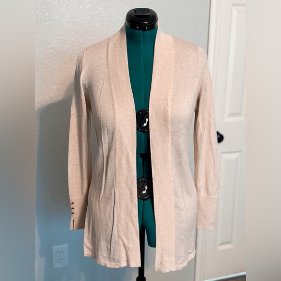 White House Black Market Cream Gold Open Cardigan - Picture 4 of 10